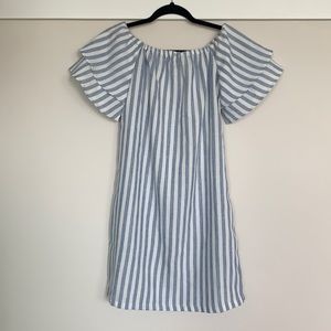 Blue & white off the shoulder dress